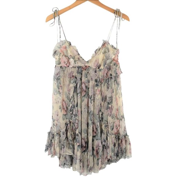 Zimmermann Floral Mini Dress - Pink and Cream - Picture 3 of 12